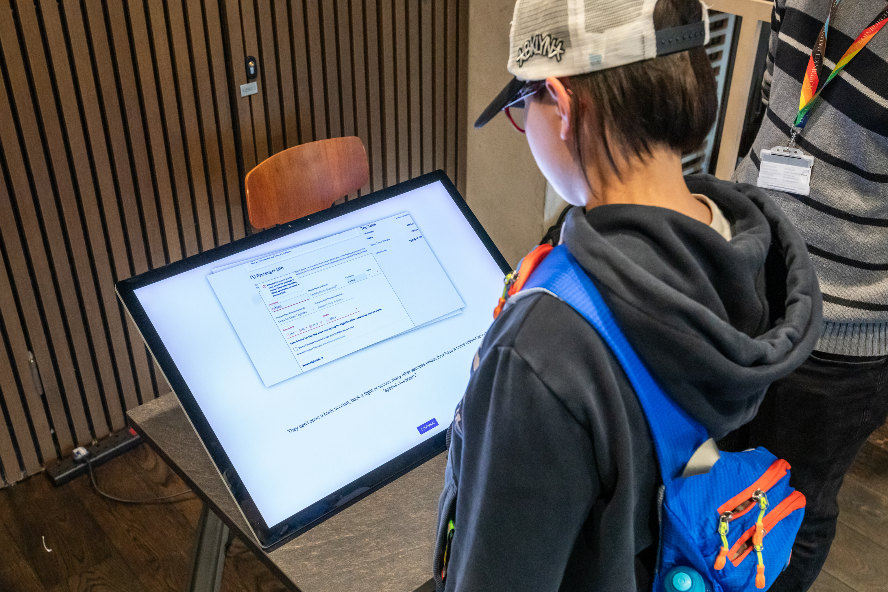 Participant interacting with the installation at the Edinburgh Science Festival 2025